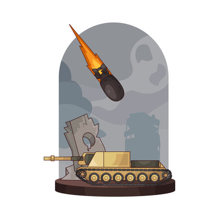 tank attacked by a bombのイラスト素材