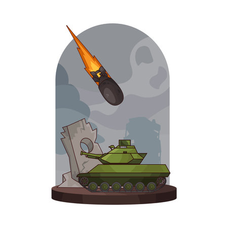 tank attacked by a bombのイラスト素材