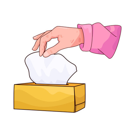 hand pulling tissueのイラスト素材