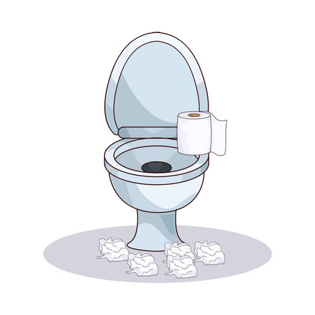 toilet bowl with tissueのイラスト素材