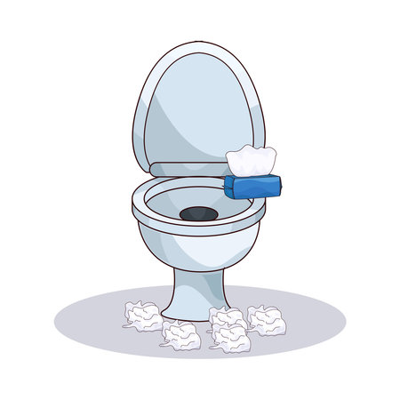 toilet bowl with tissueのイラスト素材