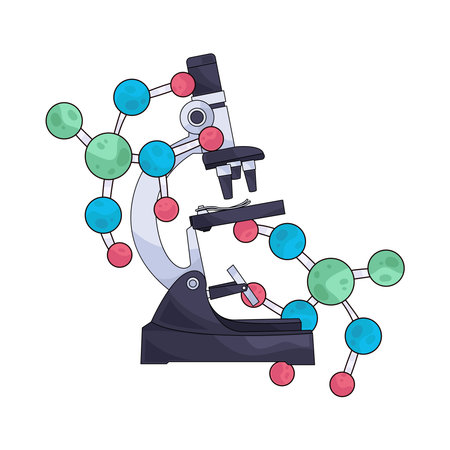 microscope with moleculeのイラスト素材