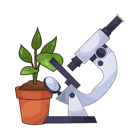 microscope with plant potのイラスト素材