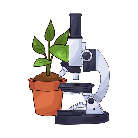 microscope with plant potのイラスト素材