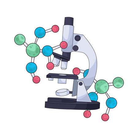 microscope with moleculeのイラスト素材