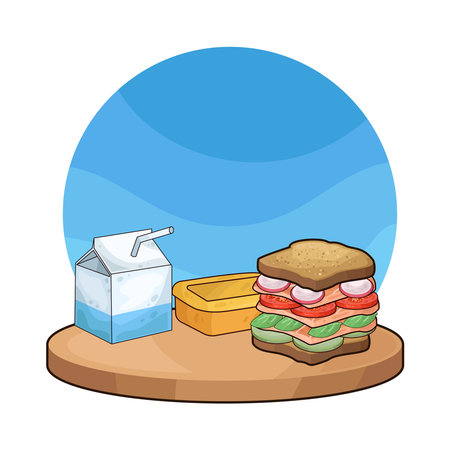 sandwich and milkのイラスト素材