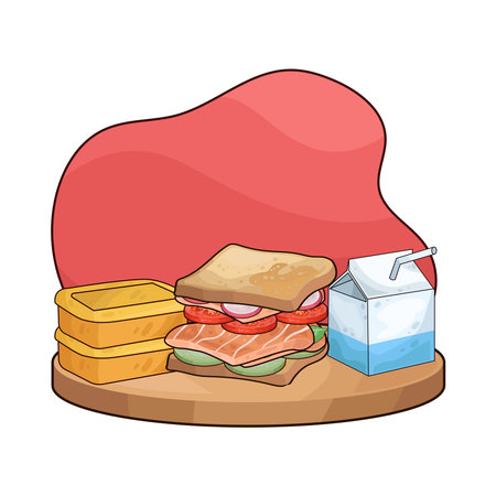 sandwich and milkのイラスト素材