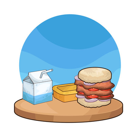 sandwich and milkのイラスト素材