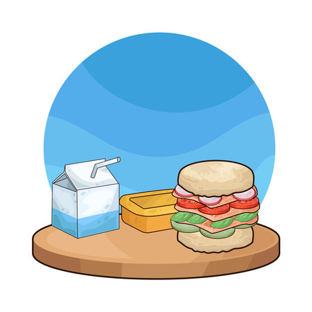 sandwich and milkのイラスト素材