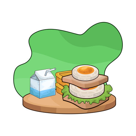 sandwich and milkのイラスト素材