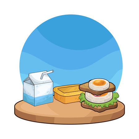 sandwich and milkのイラスト素材