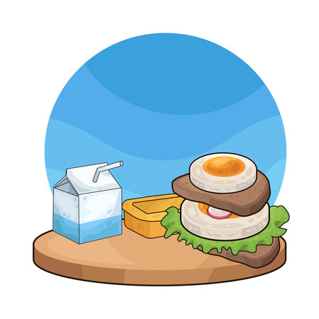 sandwich and milkのイラスト素材