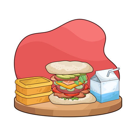 sandwich and milkのイラスト素材