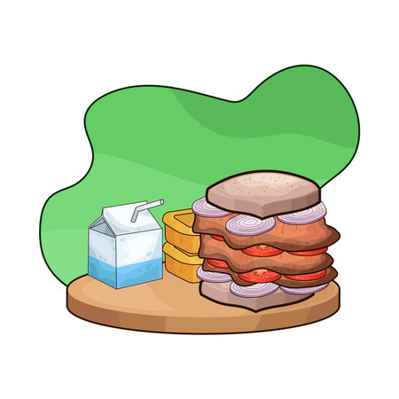 sandwich and milkのイラスト素材