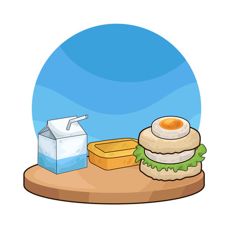 sandwich and milkのイラスト素材
