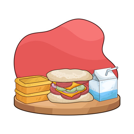 sandwich and milkのイラスト素材