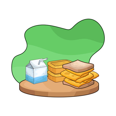 sandwich and milkのイラスト素材