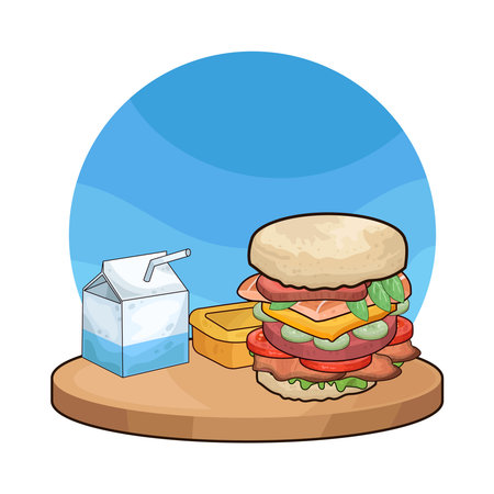 sandwich and milkのイラスト素材