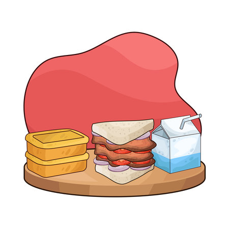 sandwich and milkのイラスト素材