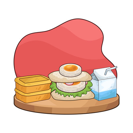 sandwich and milkのイラスト素材