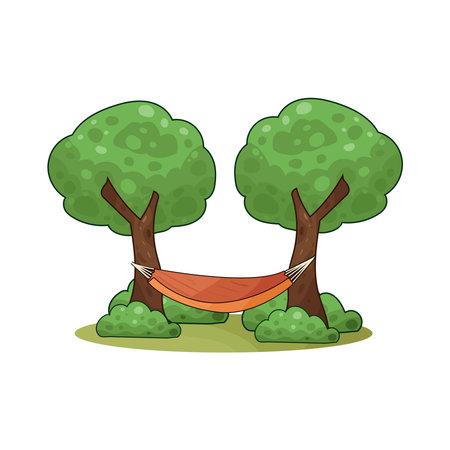 hammock between two treesのイラスト素材