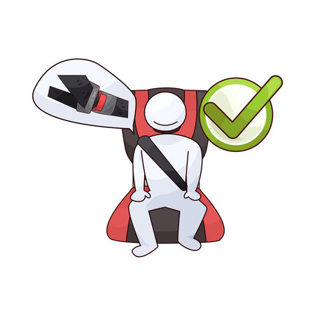 person sitting in a car seat with a seat beltのイラスト素材