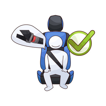 person sitting in a car seat with a seat beltのイラスト素材