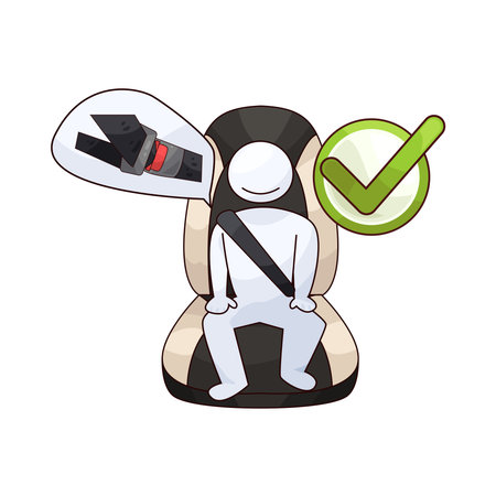 person sitting in a car seat with a seat beltのイラスト素材