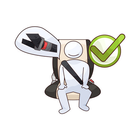person sitting in a car seat with a seat beltのイラスト素材