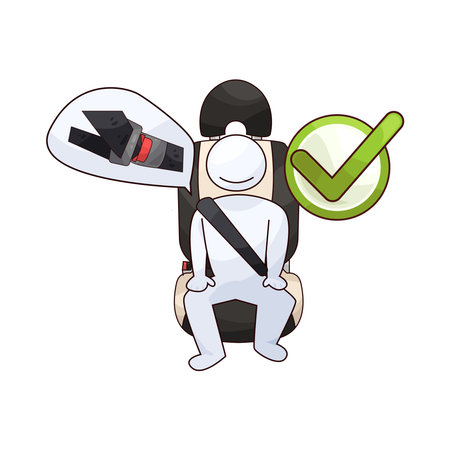 person sitting in a car seat with a seat beltのイラスト素材