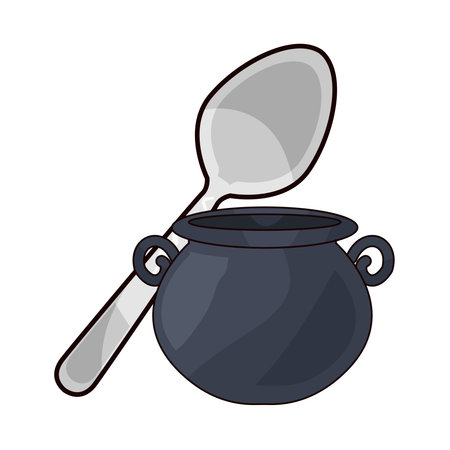 witch cauldron with spoonのイラスト素材