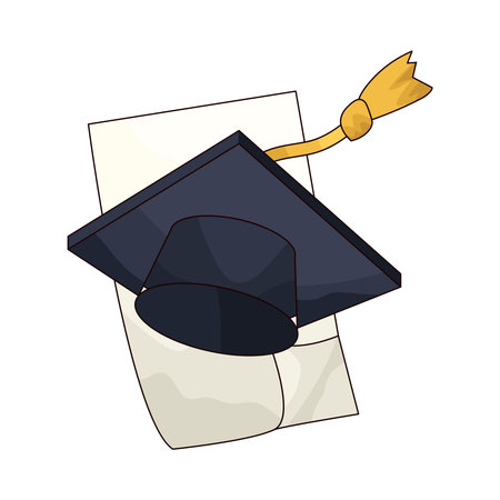 graduation cap with paperのイラスト素材