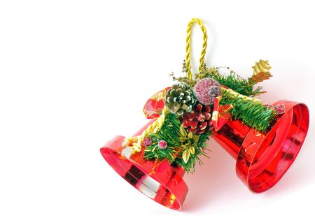 Red christmas bells isolatedの写真素材