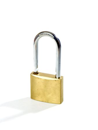 A gold lock isolated on white background