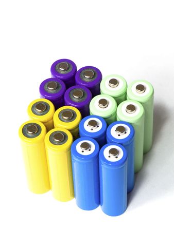 AA / R6 batteries isolated on white backgroundの写真素材