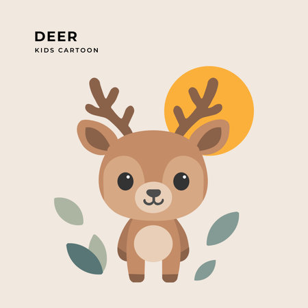 cute deer cartoon design, vector illustration graphic.のイラスト素材