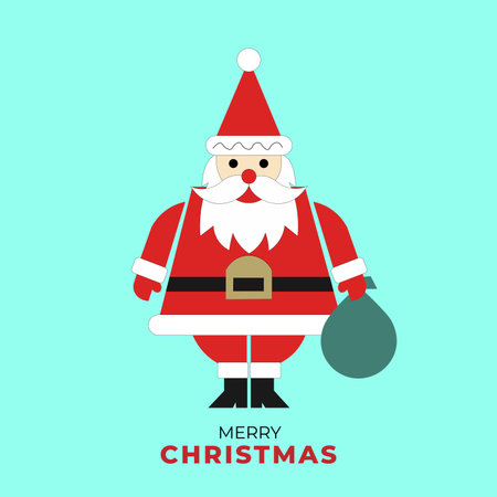 Merry Christmas and Happy New Year greeting card with Santa Claus. Vector illustrationのイラスト素材
