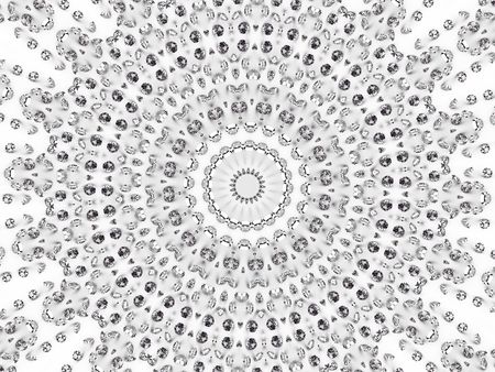Circular mosaic pattern of different diamonds. High resolution abstract 3D image