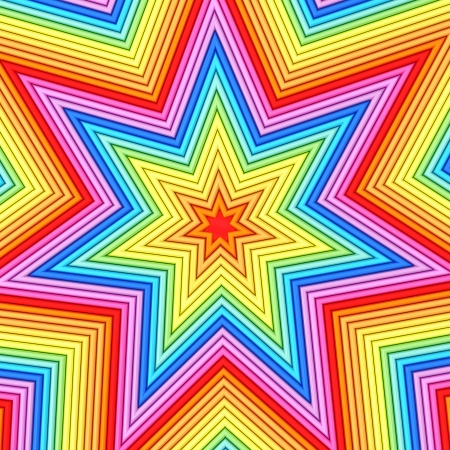 Star shape composed of colorful metallic pipes  High resolution 3D imageの写真素材