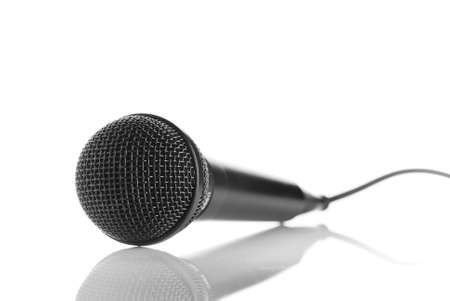 an isolated microphone with reflection.の写真素材