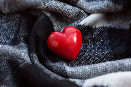 Red Heart is the ideal form on a blanketの写真素材