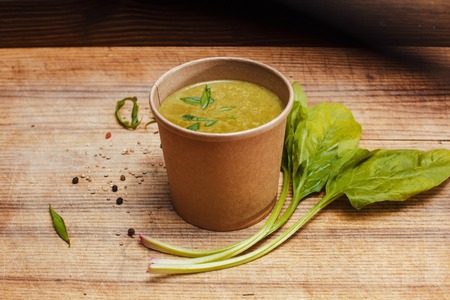 Spinach soup in a glass