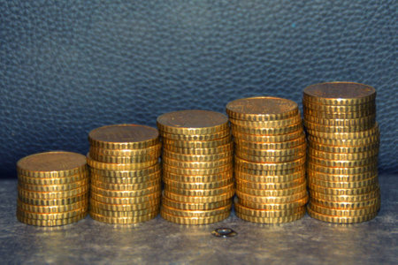 Rising curve made of coins