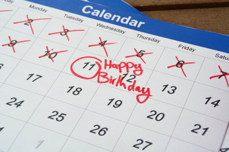 happy birthday writen in the calendarの写真素材