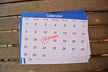 exam writen in the calendarの写真素材