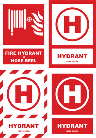 Fire hydrant and hose reel vector sticker.のイラスト素材