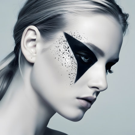 Fashion art portrait of beautiful woman with creative make-up.の素材