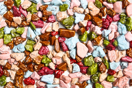 Background of colorful sweet candy in stone shape