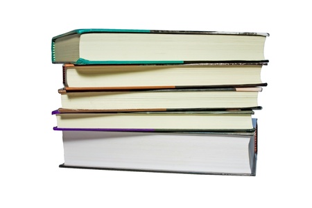 Isolated of many book in vertical raw   Someone can intelligent or smart by reading this everyday