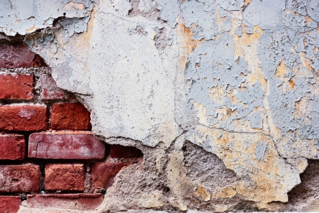 red brick under the crack wall can find at the old building or ancient building の写真素材